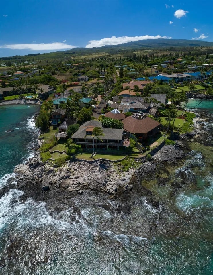 Aerial view of Papaua Paradise oceanfront estate